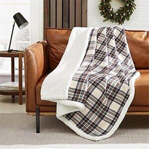 Eddie Bauer Sherpa Throw Blanket Reversible Fleece Plaid Soft Warm Couch Blanket